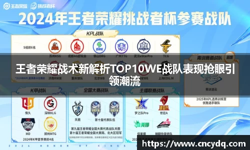 王者荣耀战术新解析TOP10WE战队表现抢眼引领潮流